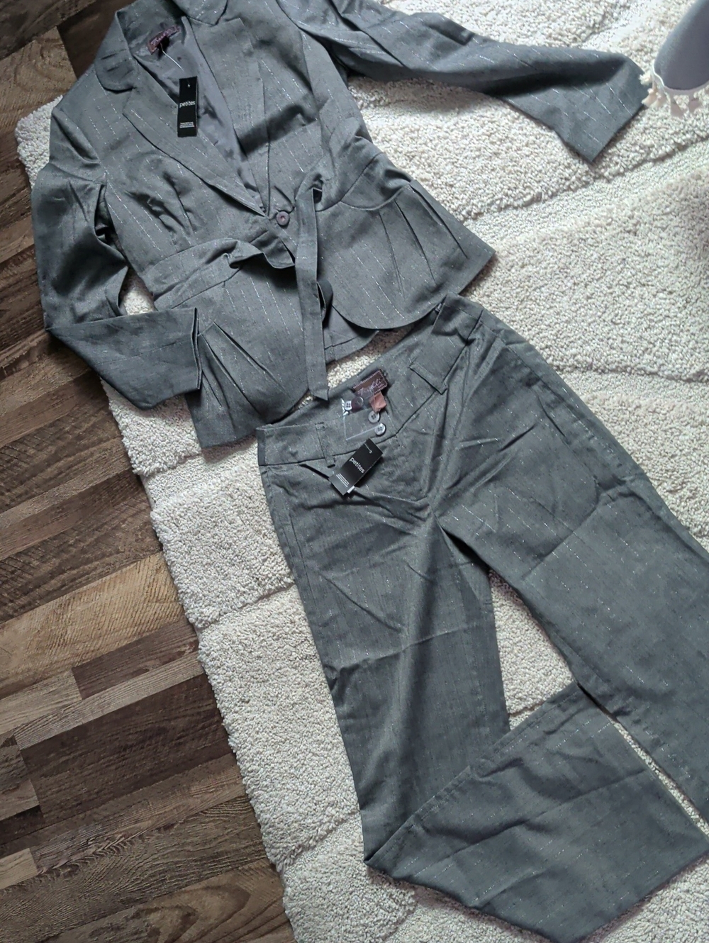 LOFT Gray Pinstripe Blazer & Trousers Suit